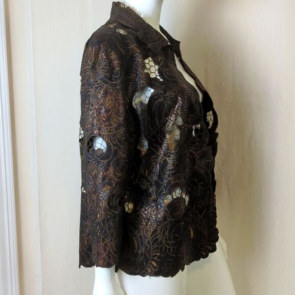 Chico's.Black and Copper Open Front Jacket Size 1 - Picture 2 of 9